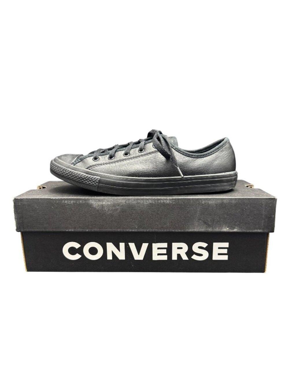 Converse All Star Black Leather Low-Top Women's Shoes 564986C, Size 6